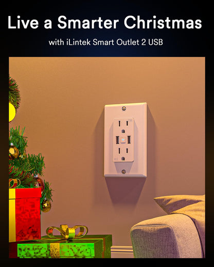 Lumary Smart USB Outlet with Type-C & USB-A Ports, WiFi in-Wall Outlet Compatible with Alexa & Google Home, Remote & Voice Control, Timer, FCC Certified, Tamper-Resistant, 4 Pack