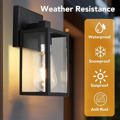 4 Pack Outdoor Light Fixtures, Black Exterior Light Wall Mount, Aluminum Porch Wall Lanterns Waterproof Outside Light for House Front Door Light for Patio Garage Doorway