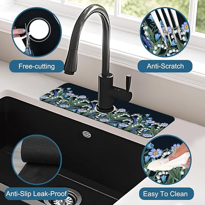 Blooming Lilies Kitchen Sink Splash Guard Faucet Mat Valley Lilies Flowers
