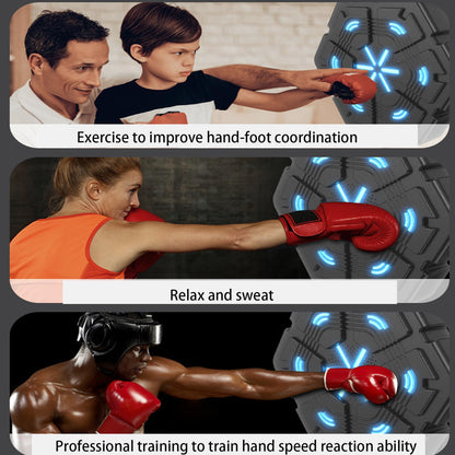 SofLuxe Music Boxing Machine,Striking Training Equipment,Home Equipment,Boxing Trainer,Strength Training,Interactive Lighting,Black Gloves