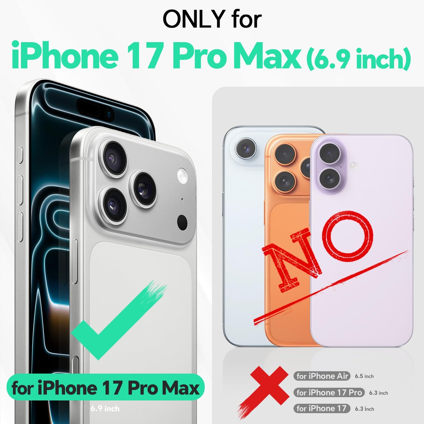 TUCCH 2-in-1 Detachable Wallet Case for iPhone 17 Pro Max (6.9") 2025, Wireless Charging | RFID Blocking 4 Card Holder | Wrist Strap | Kickstand | Magnetic | PU Leather | Protective Flip Cover | White