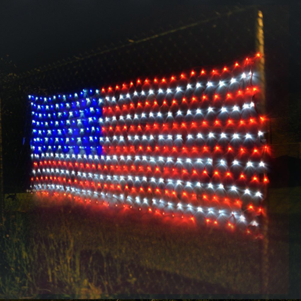 XTF2015 Led Flag Net Lights of The United States, American Flag Lights, Waterproof American Flag String Light for Outdoor, Independence Day, Memorial Day, Decoration, Garden, Indoor and Christmas