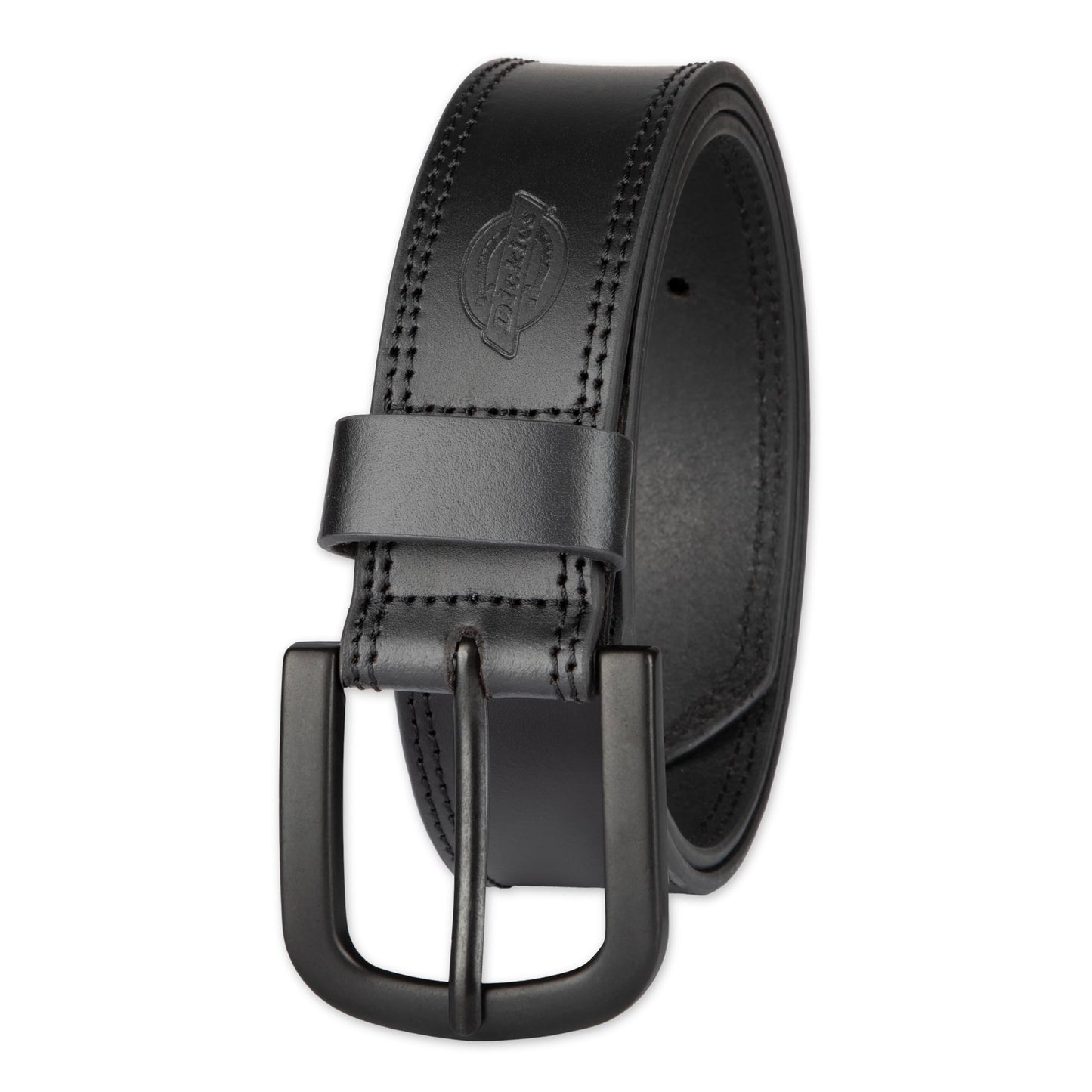 Dickies mens 100% Leather Jeans With Stitch Design and Prong Buckle Belt, Black, 42 Waist 40 US