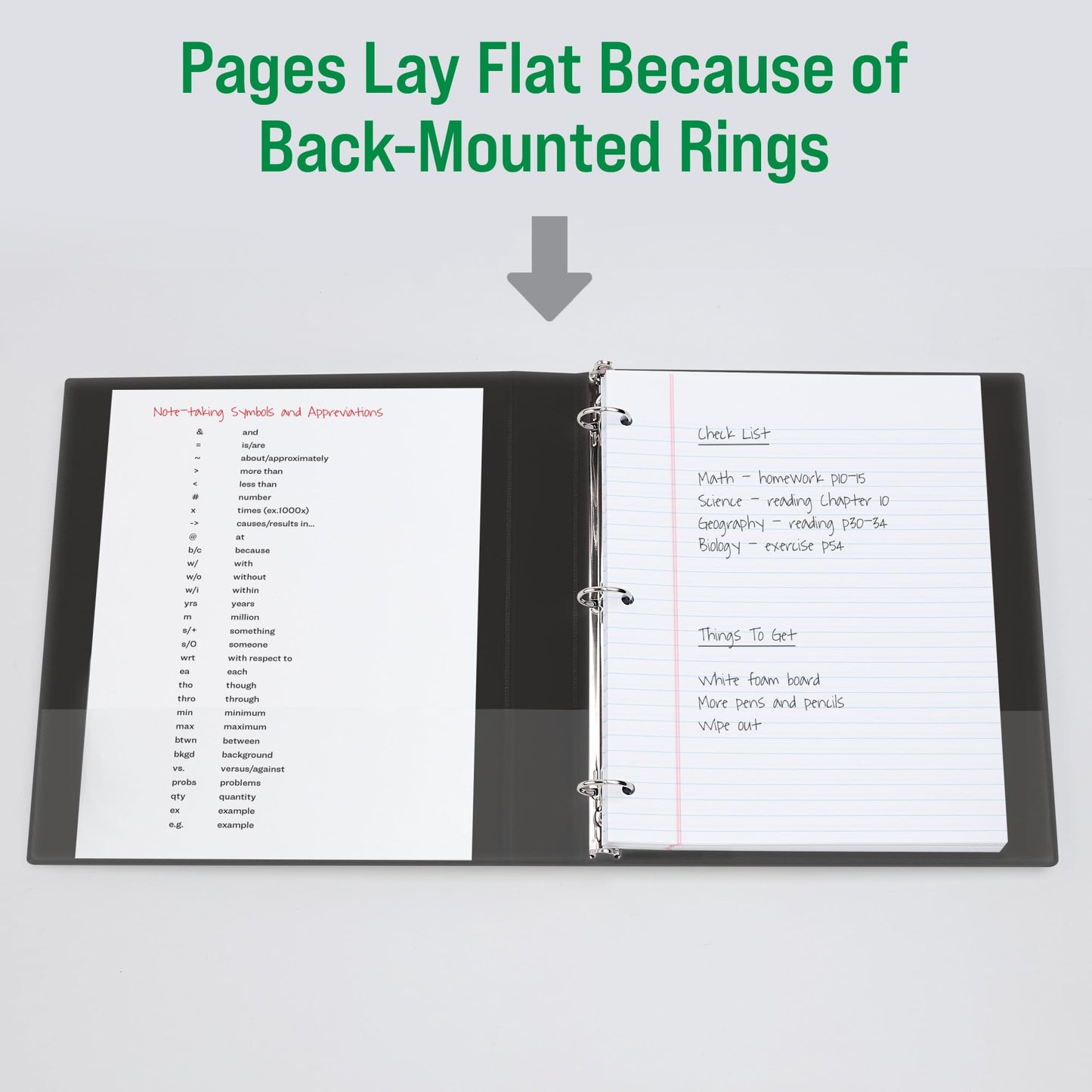 Office Essentials Economy View 3 Ring Binders, 1.5" Round Rings, 2.1" Spine, 275-Sheet Capacity, Black Binders (4-Pack of 03129)