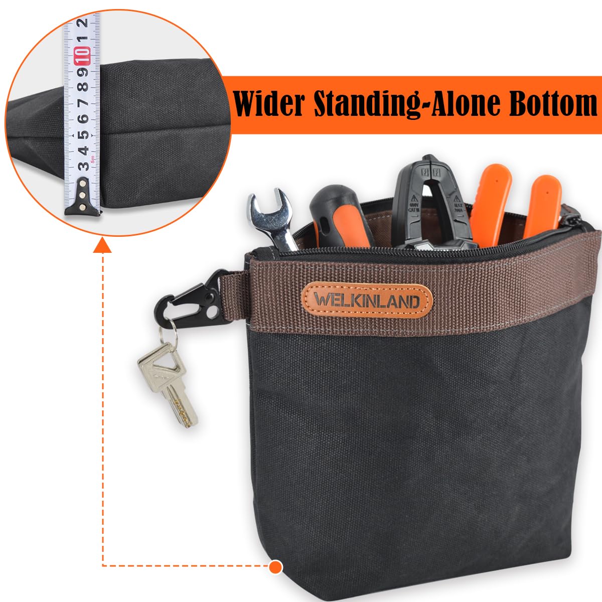 WELKINLAND Waxed Canvas Tool Pouch, 4PCS-Set Tool Pouches, 10Inch Tool Pouches with Zipper, Heavy-Duty Electrician Bags, Canvas Tool Bags, Canvas Zipper Tool Pouch,Electricians Tool Bags and Pouches