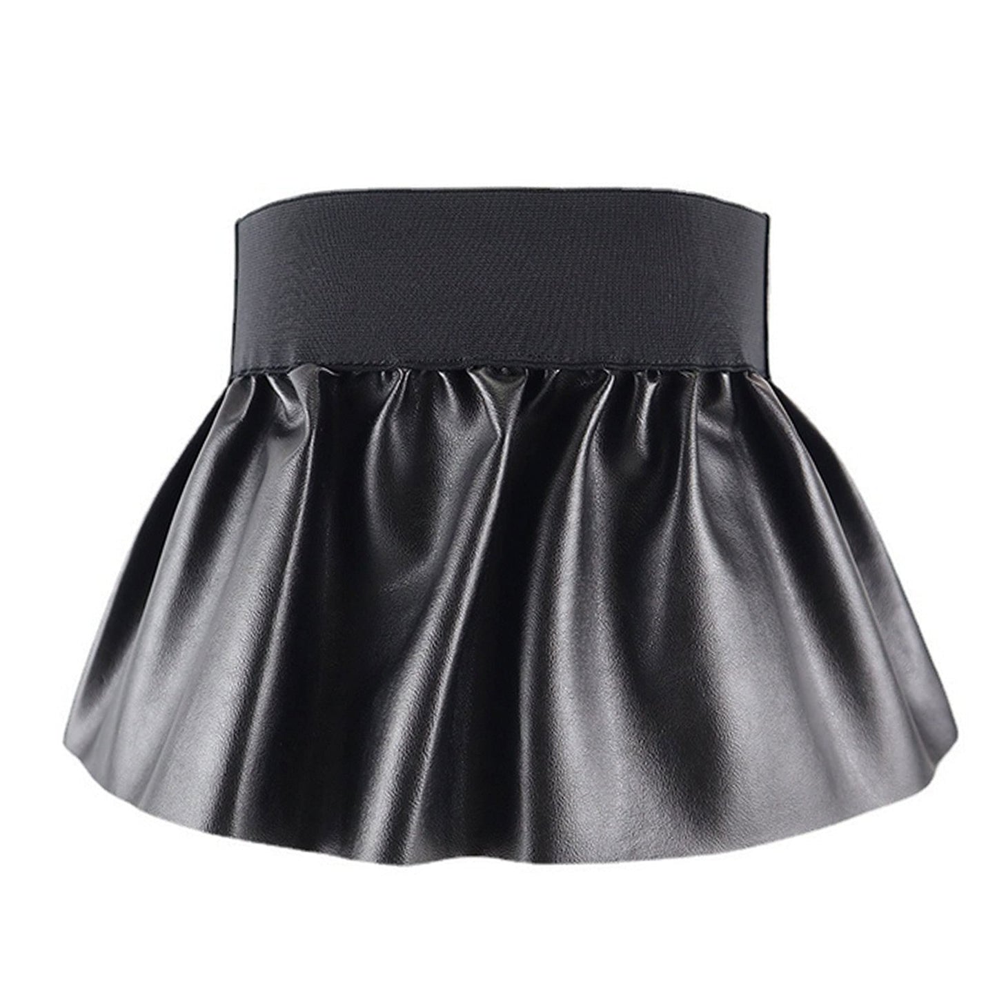 U Scinan Women's Dress Belt PU Leather Pleated Fashion Stretchy Peplum Cinch Belt Skirt Style Elastic Wide Waistband