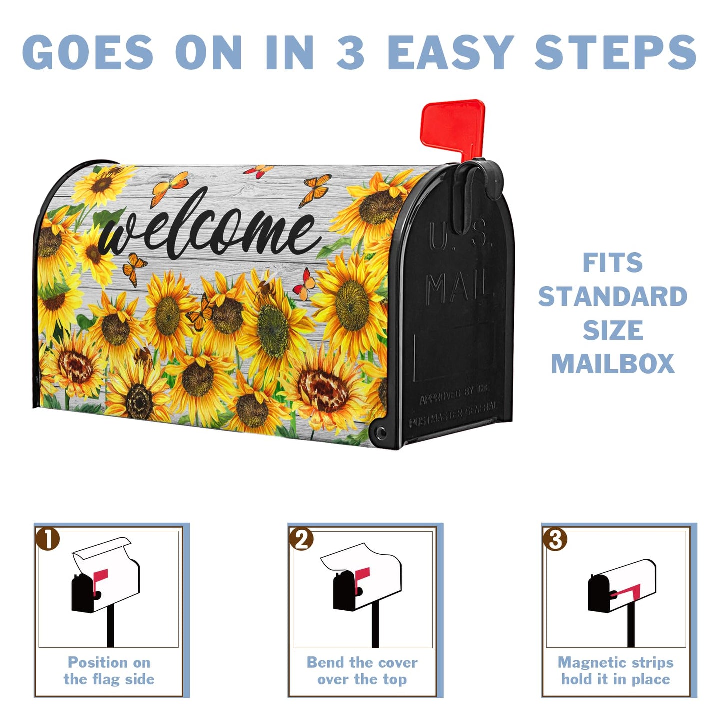 Summer Flowers Mailbox Covers Magnetic Sunflower Mailbox Cover Post Letter Box Cover for Garden 21x18 in Mailbox Wraps for Yard Home Decor