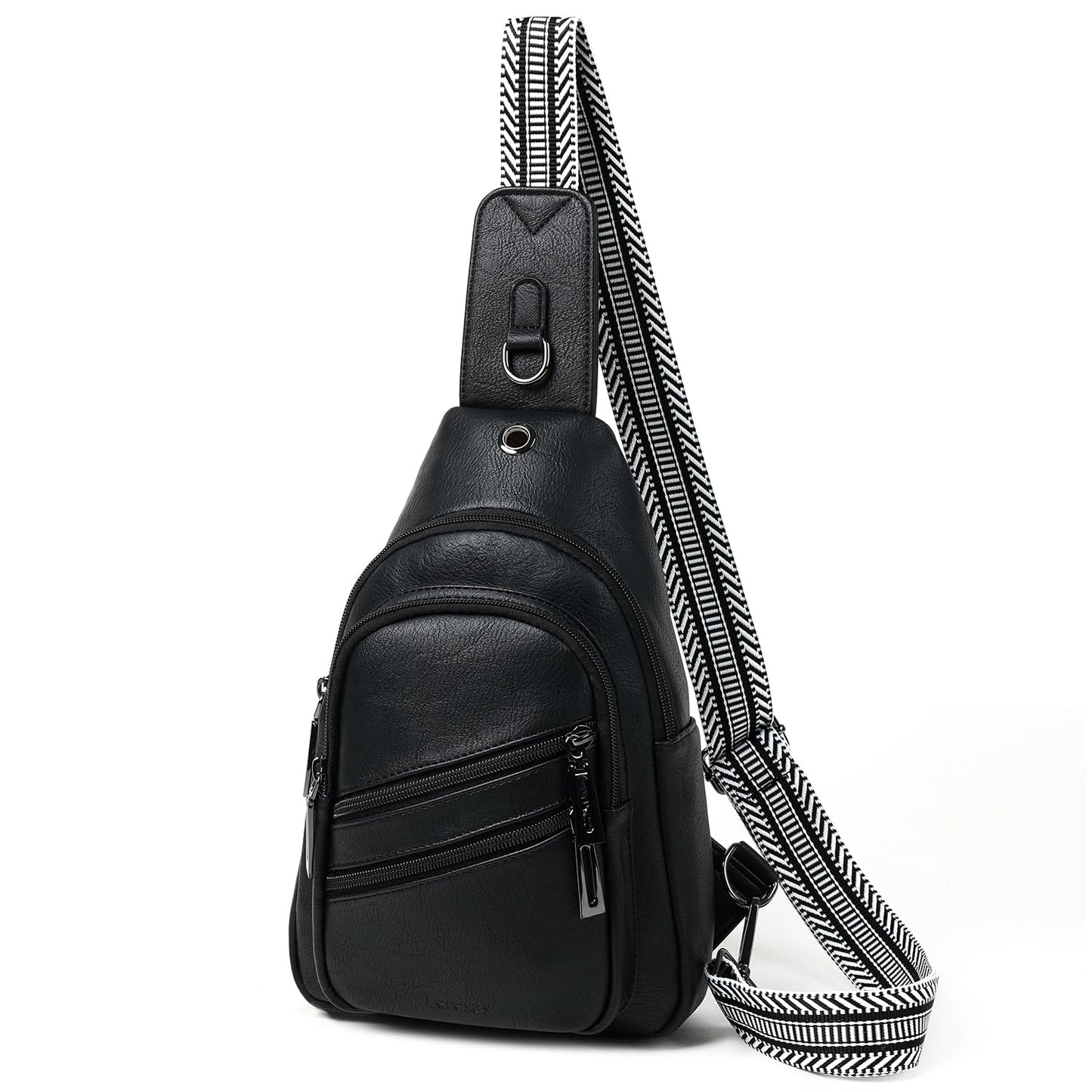 Leresas 7L Crossboydy Sling Bag for Women Vegan Leather Crossbody Purse Fanny Pack Chest Bag for Travel,Black