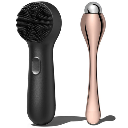 Silicone Face Scrubber, NågraCoola CLIE 2.0 Facial Cleansing Brush, Rechargeable, Waterproof Face Scrub Brush for Cleansing, Exfoliating, Massaging, Electric Facial Exfoliator for Women & Men - Black