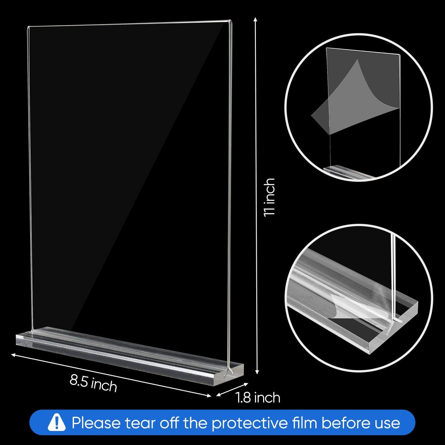 ZongXing acrylic sign holder 8.5 x 11 Paper Stand 10 Pack Clear Double Side T Shape Acrylic Table Signs for Displaying, Flyer Holder Paper Card Holder for Office Business Store Mall Restaurants