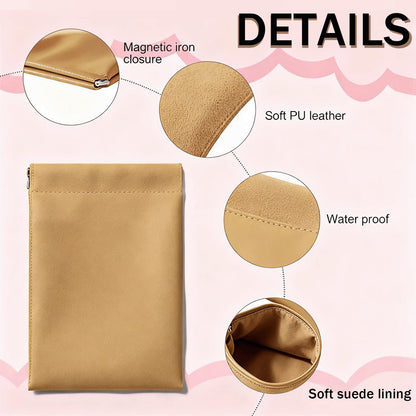 EREBLOOM Leather Pouch, Personalized Snap Closure Leather Organizer Pouch, No Zipper Self-Closing Design for On-the-Go