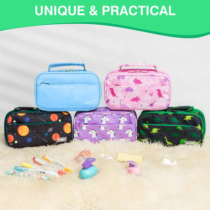 VASCHY Pencil Case for Boys, Aesthetic Kawaii Large Pencil Pouch Stationary Pencil Bag/Box for Preppy Kids, Pen Organizer Holder School Supply Black Dinos