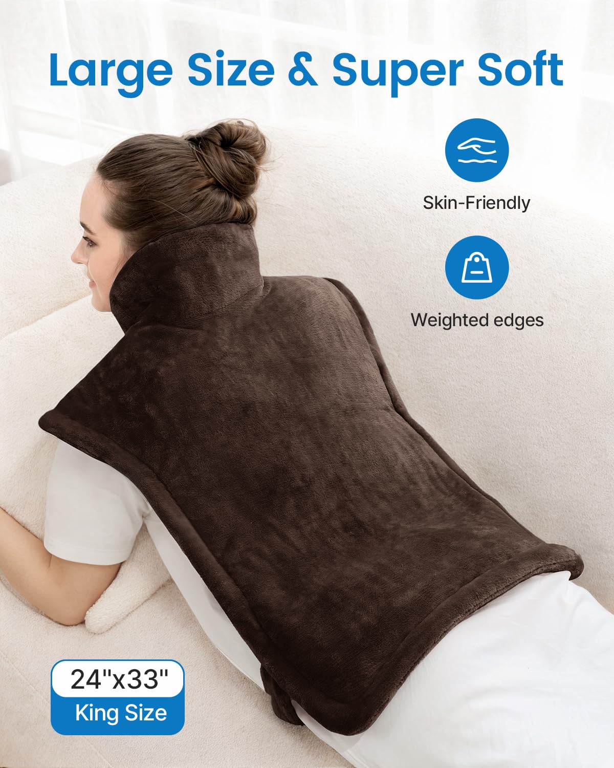 RENPHO Electric Heating Pad for Back Pain Relief, Birthday Christmas Gifts for Women Men Mom Dad Elderly, FSA Eligible Items Only List, Large Heat Pad for Neck Shoulders, 24"x33", ETL Certified, Gray