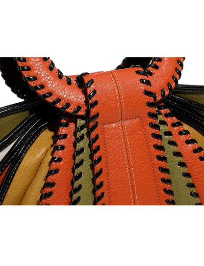 Designer Multicolor Leather Top Handle Handbag Bag Woman Large Capacity Purse Fashion Women Crossbody Bags for Women (Orange)