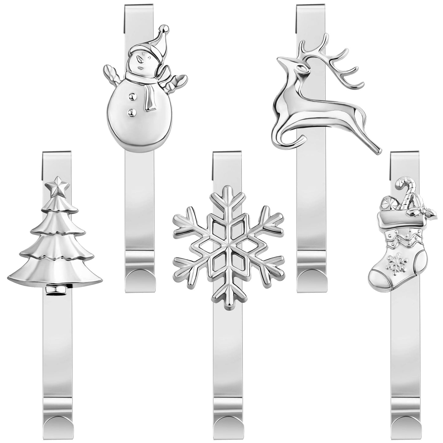 URATOT Pack of 5 Christmas Stocking Holders Mantel Hooks Hanger Christmas Stocking Clips in 5 Styles for Christmas Party Decoration
