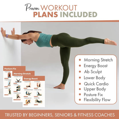 Wall Pilates Workout Cards for Women – 76 Large Hand-Drawn Exercises with Step-by-Step Guides & Mindful Affirmations – Unique Home Pilates Gift Deck