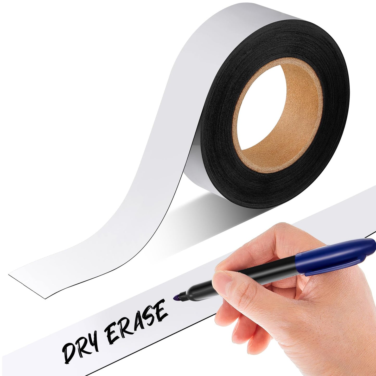 Amylove 2" x 30ft Magnetic Tape Strip Roll, Dry Erase Label, Writable Magnets Sticky Labels, Flexible Magnet Dry Erase Tape Strips for Whiteboards, Refrigerator, Crafts, DIY Storage