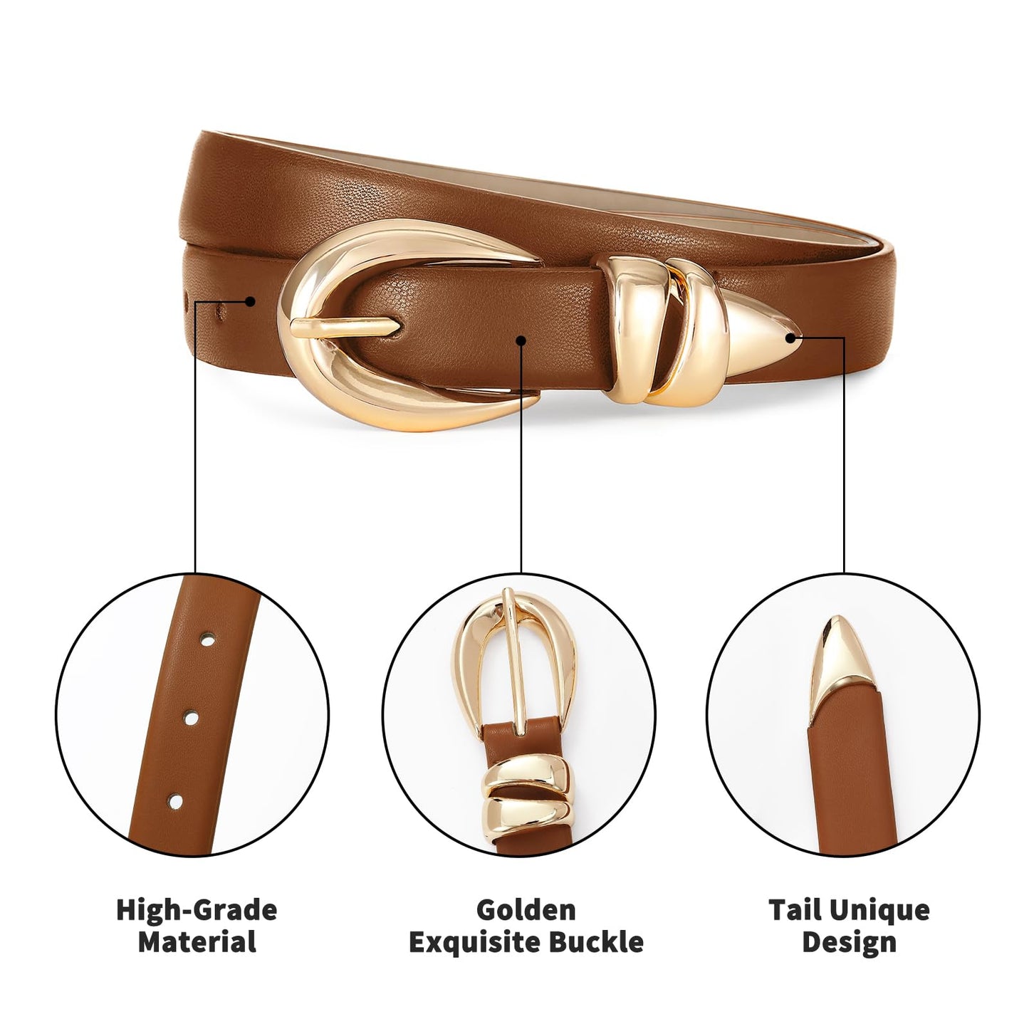 AI DEEBLUE Brown Belt Trendy Belts for Women Fashion Casual Women's Belts for Dresses Jeans
