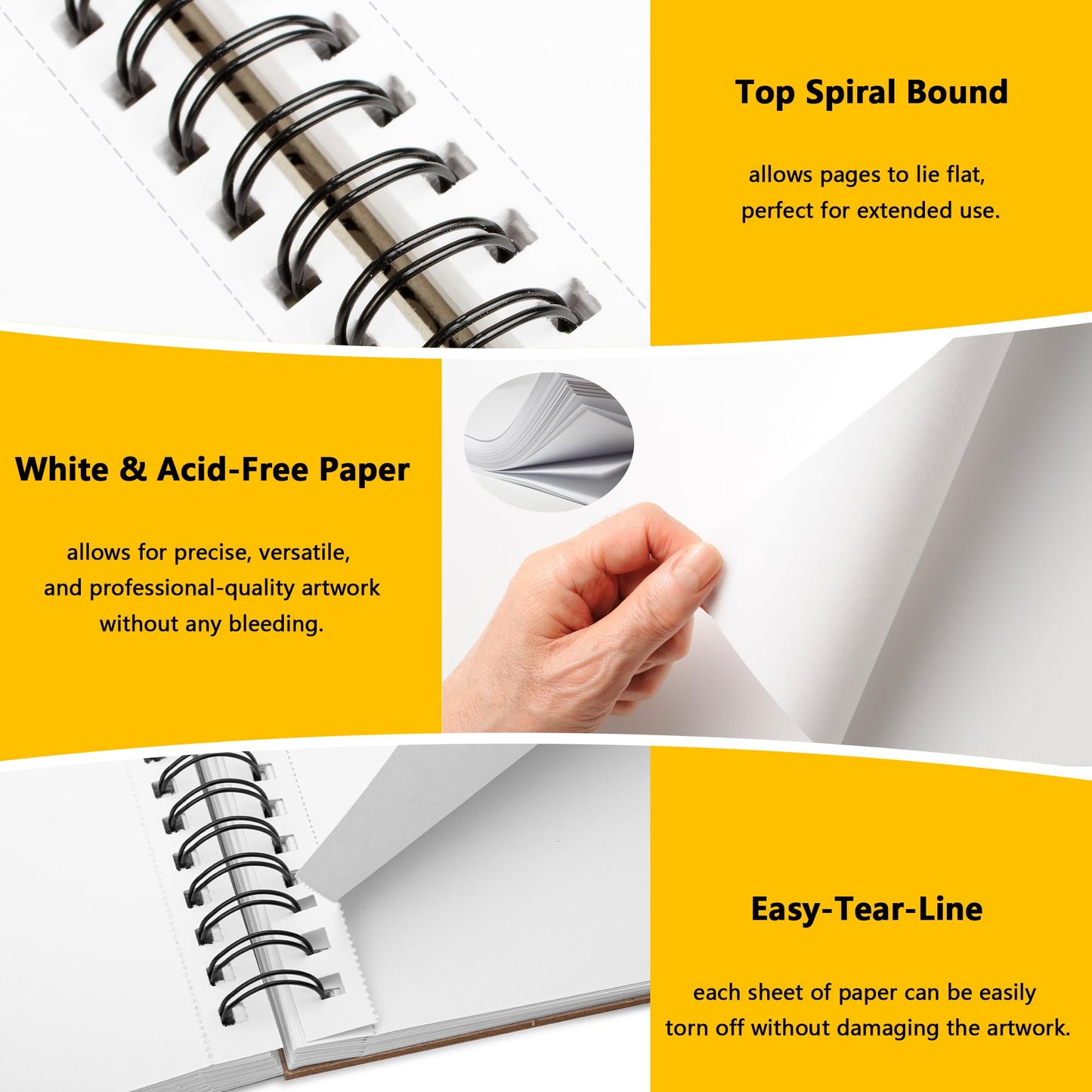 WINNER 9" x 12" Sketch Book 4 Pack, 400 Sheets Spiral Bound Art Sketchbook, 68lb/100gsm White Acid Free Drawing Pad, Sketching Drawing Writing Sketch Pad, Art Supplies for School, Kids, Adults &Teens