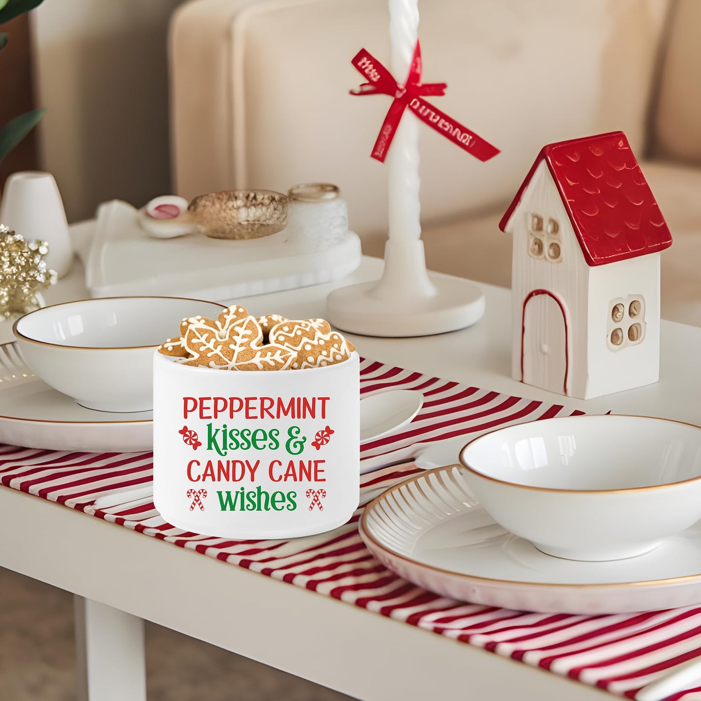 FoszaSzept Candy Dish Cauldron, Christmas Mini Ceramic Candies Bowl Tiered Tray Decor, Snack Serving Bowl Table Wishes Accents for Themed Party Birthday Home Kitchen Events Gifts (Candy)