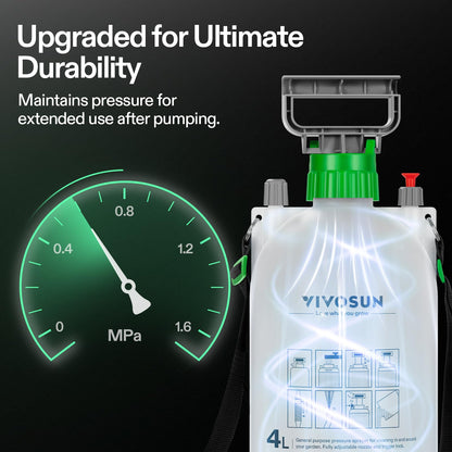 VIVOSUN Pump Sprayer 1 Gallon, Portable Water Spray Bottle in Lawn and Garden Yard, Weed Sprayer for Plants with 3 Nozzles, Adjustable Shoulder Strap, Pressure Relief Valve