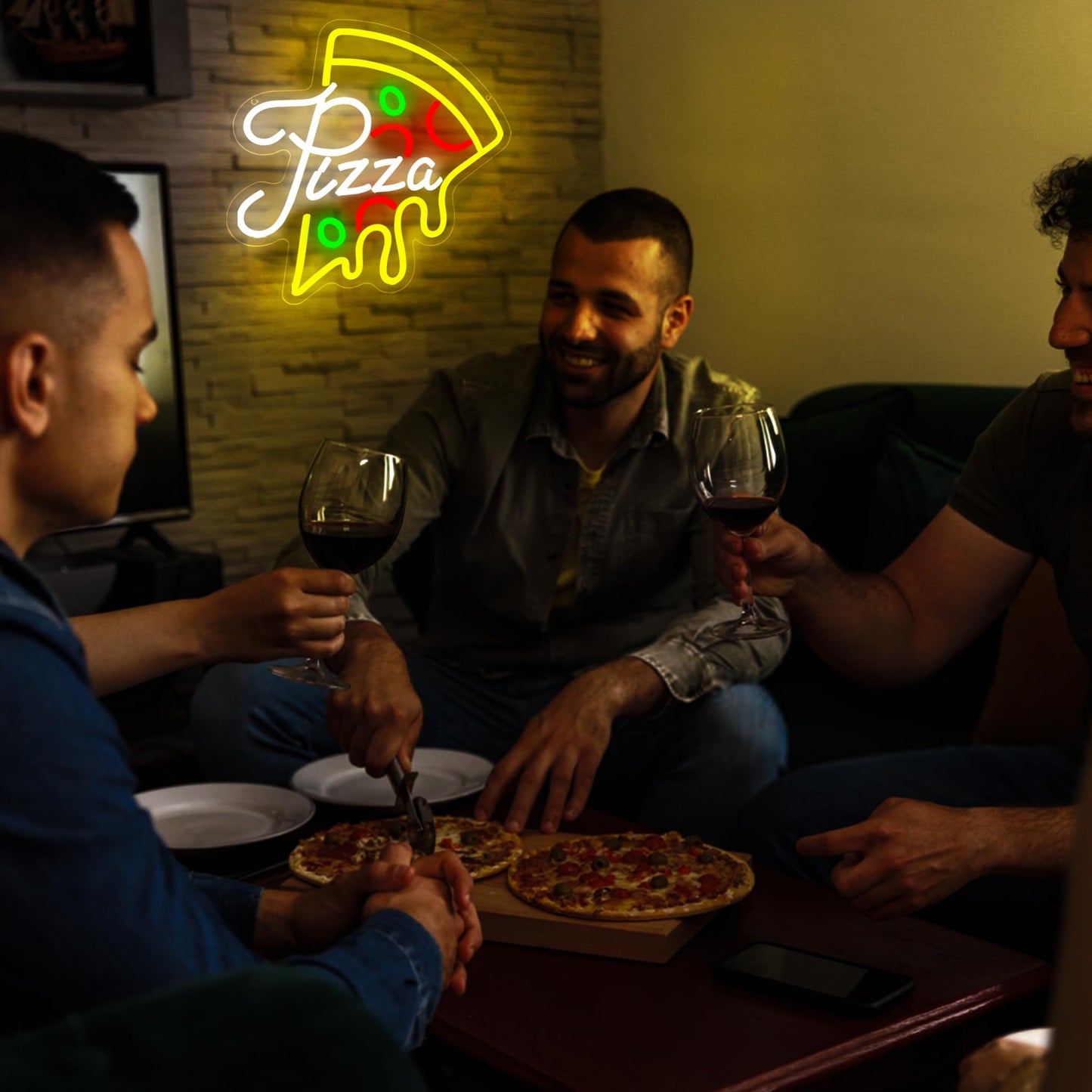Pizza Neon Sign for Wall Decor Dimmable Pizza Slice Neon light Up Sign for Pizzeria Restaurant Kitchen Dining Hall Store Man Cave Party Bedroom Christmas Birthday Gifts Wall Art Size13.0*13.1(WZCP017)
