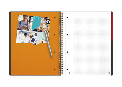 OXFORD 100104329 Activebook International A4 + Checkered with Indexable Index and Document Pocket Gray Spiral Notebook Block - a Smart Organization for Managers and Executives