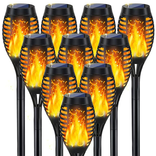 10Pack Solar Lights Outdoor, Solar Torch Lights Outdoor Flickering Flame for Outside Decorations, Waterproof Garden Light Solar Powered , Torches Flame Light for Outside Yard Patio Lawn Garden Decor