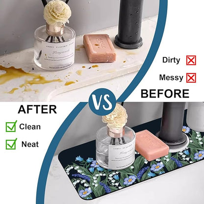 Blooming Lilies Kitchen Sink Splash Guard Faucet Mat Valley Lilies Flowers