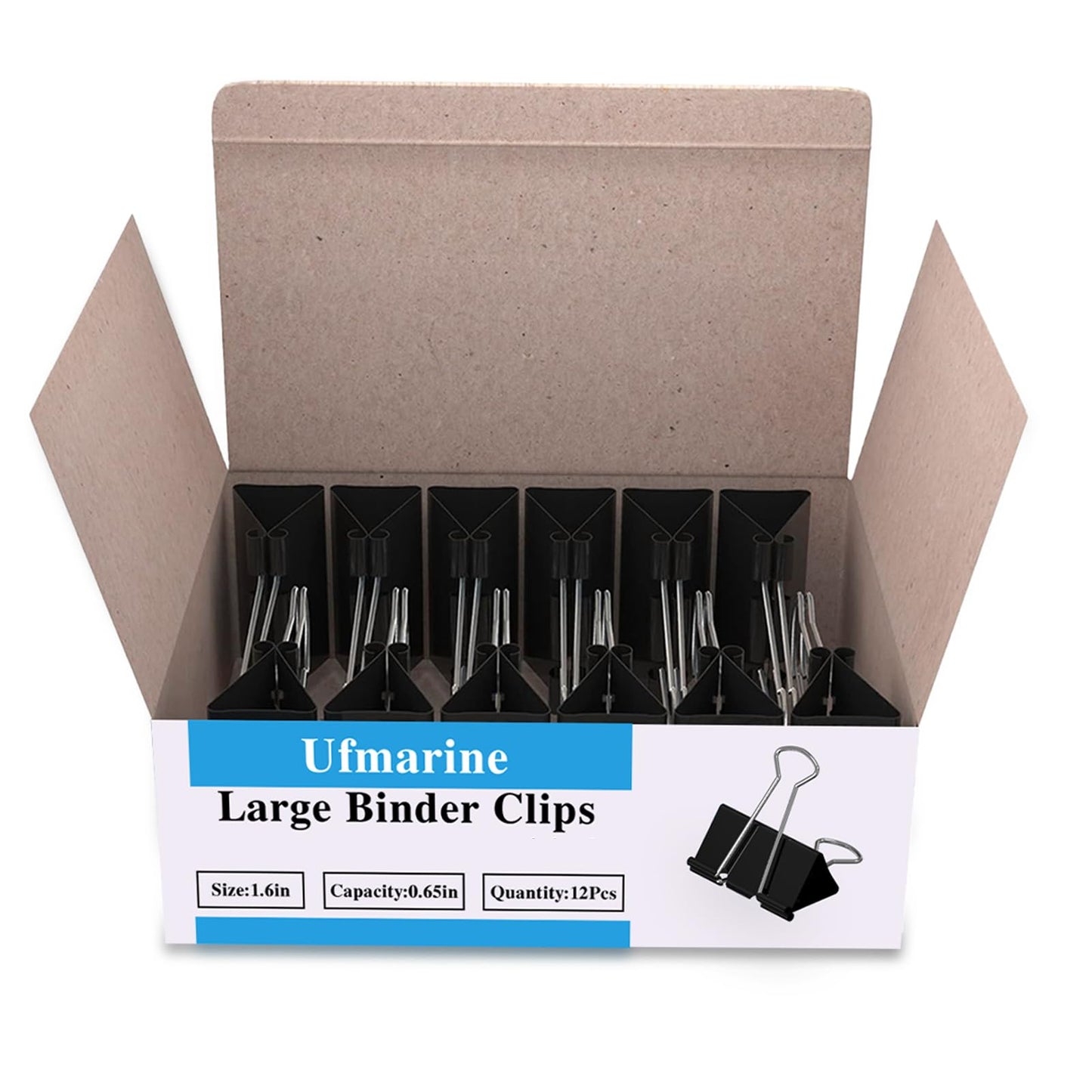 Ufmarine 72 Pcs Large Binder Clips 1.6 inch Length, Big Paper Clips for Office