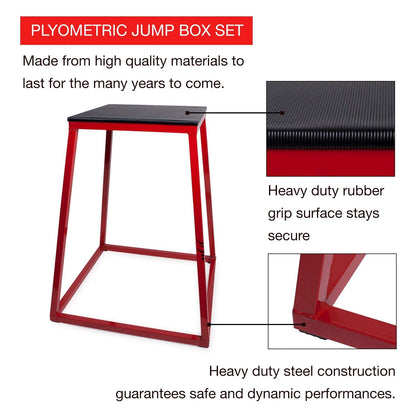 JFIT Plyometric Jump Box - 18", Red/Black
