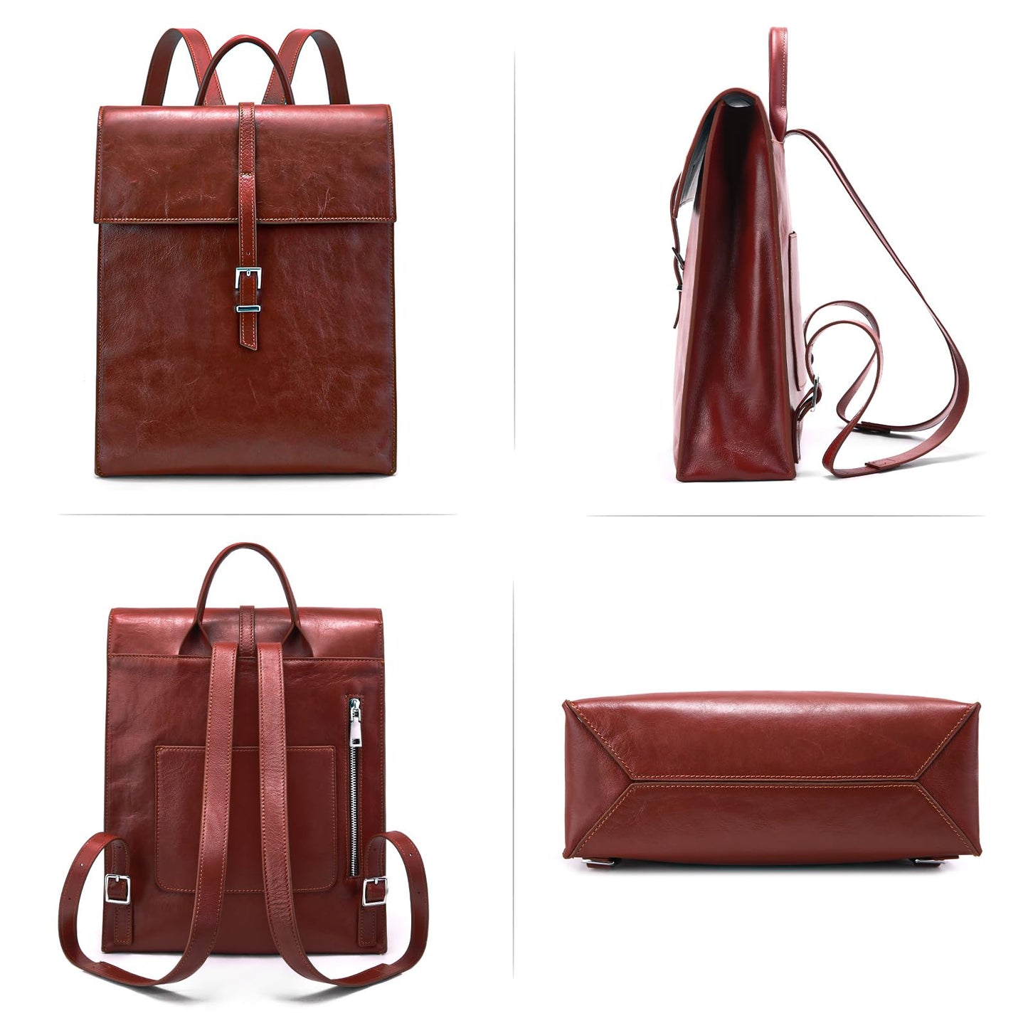BOYATU Leather Backpack Purse for Women: Business Work Bags for Men - Luxury Designer Handbags for Classic, Brown