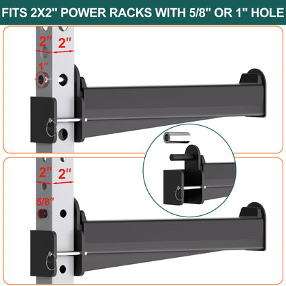 KOSEOO Spotter Arms, Heavy-Duty Squat Rack Safety Bars for 2x2 Rack, Power Rack Attachments, Compatible with 5/8 "or 1" Holes, 2 Pack