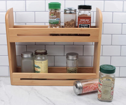 RSVP International Bamboo Collection, Countertop Décor for Kitchen & Tabletop, Spice Rack, 12x2.75x10.25"