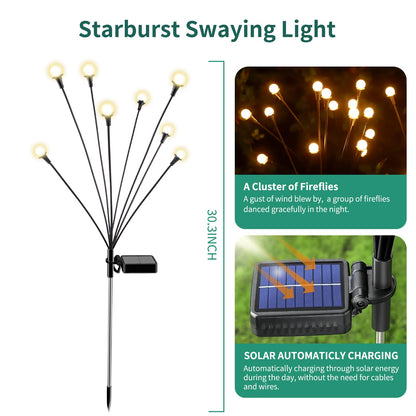 Solar Lights Outdoor Waterproof, 2 Packs 16LED, Solar Garden, Patio, Garden Decor, Patio Decor, Firefly Outdoor, Unique Gifts for Women, Gifts for Grandma