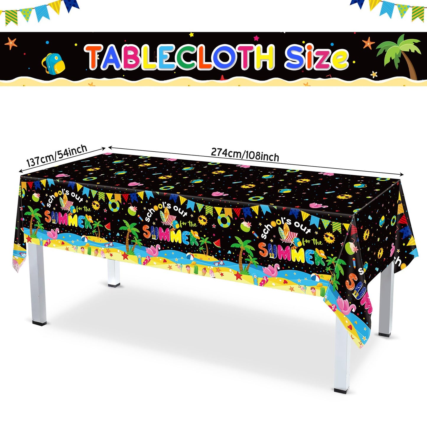 Yiyiring 173 Pcs School's Out for Summer Party Supplies End of School Year Party Decorations Serve 24 Guests Include Plate Cup Napkin Tablecloth Banner Cutlery for Last Day of School 2026 Grad
