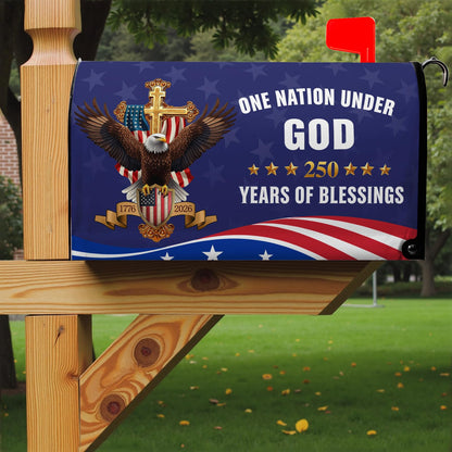 Ancordivo 4th of July Patriotic Mailbox Covers Magnetic Standard Size 21 x 18 Inch 250th Anniversary 1776-2026 One Nation Under God Mailbox Wraps Post Letter Box Cover for Garden Yard Decor