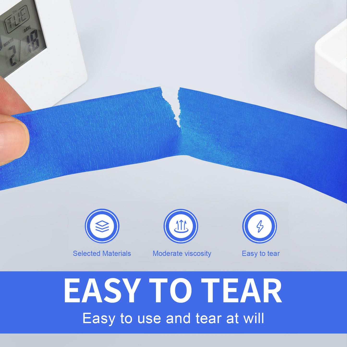 JayJayup Painters Tape 2 Inch Wide, 4 Rolls Blue Masking Tape, 2 Inches x 55 Yards x 4 Rolls, 220 Yards in Total