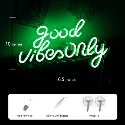 JFLLamp Good Vibes Only Neon Signs for Wall Decor Neon Lights Led Signs Suitable for Living Beer Bar Game Room Hotel Birthday Party Restaurant Christmas Unique Gift for Lover, 16.5 * 10 Inch(Blue)