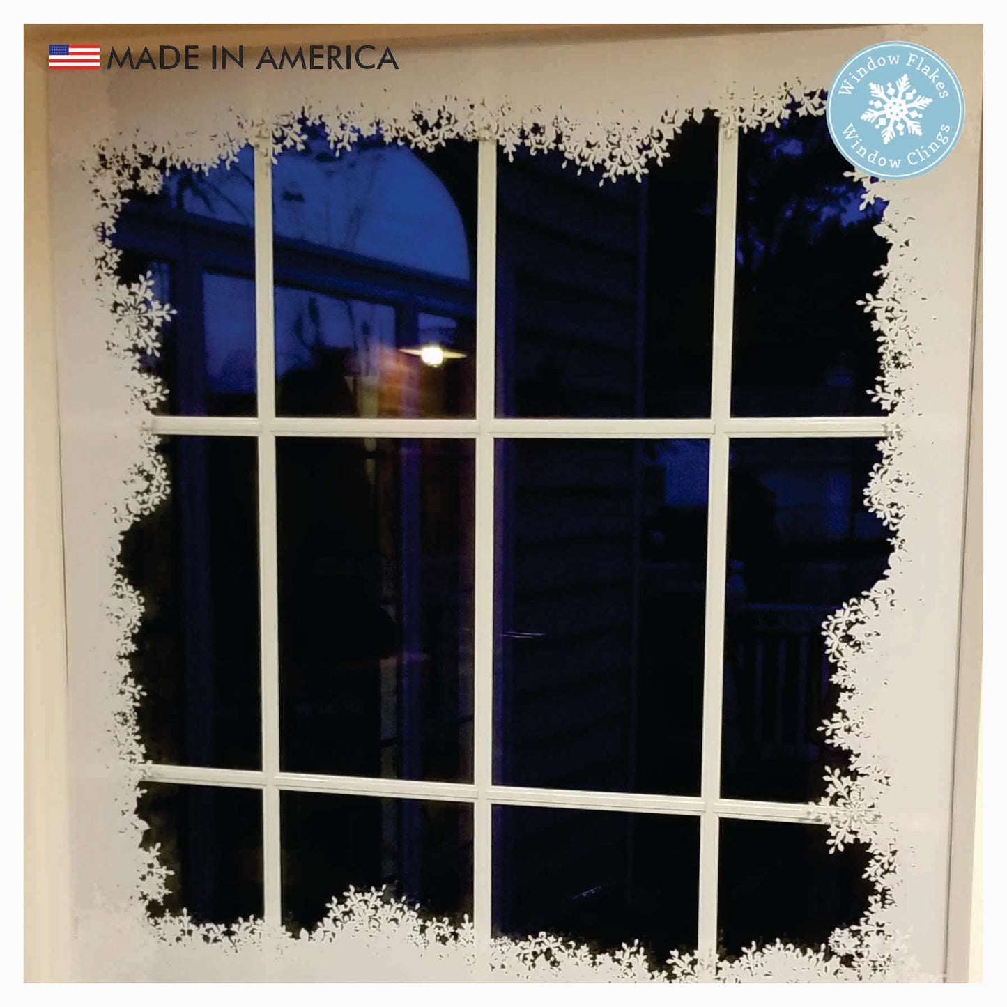 39" Christmas Window Cling Decal Window Sticker, Fluffy Snow Window Border Christmas Decoration, Home Decor, Reusable, Non-Adhesive, Holiday Window Stickers for Windows and Doors. Made in America.