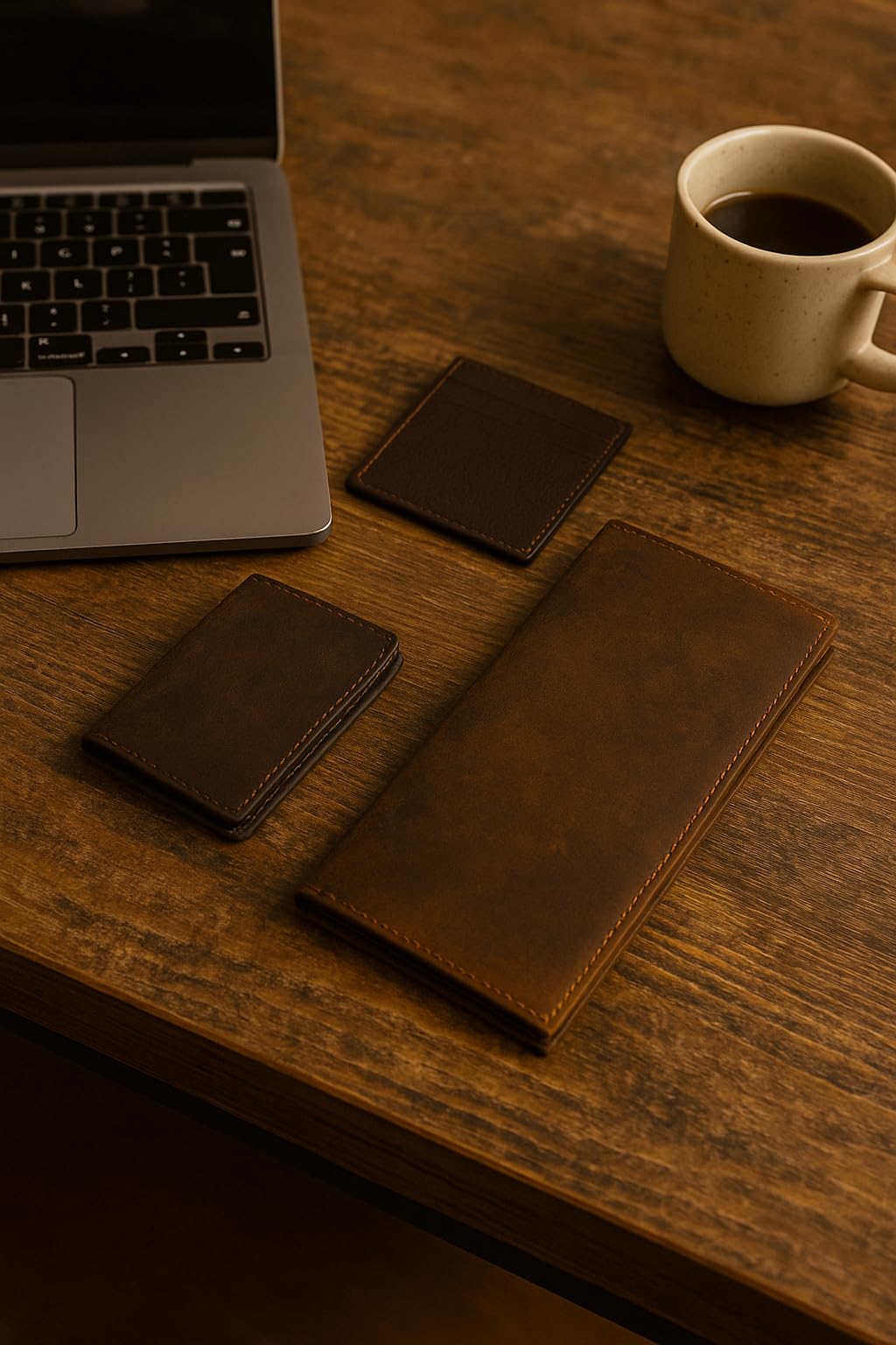 CAZORO Premium Vintage Leather RFID Blocking Slim Checkbook Cover Wallet (Brown)