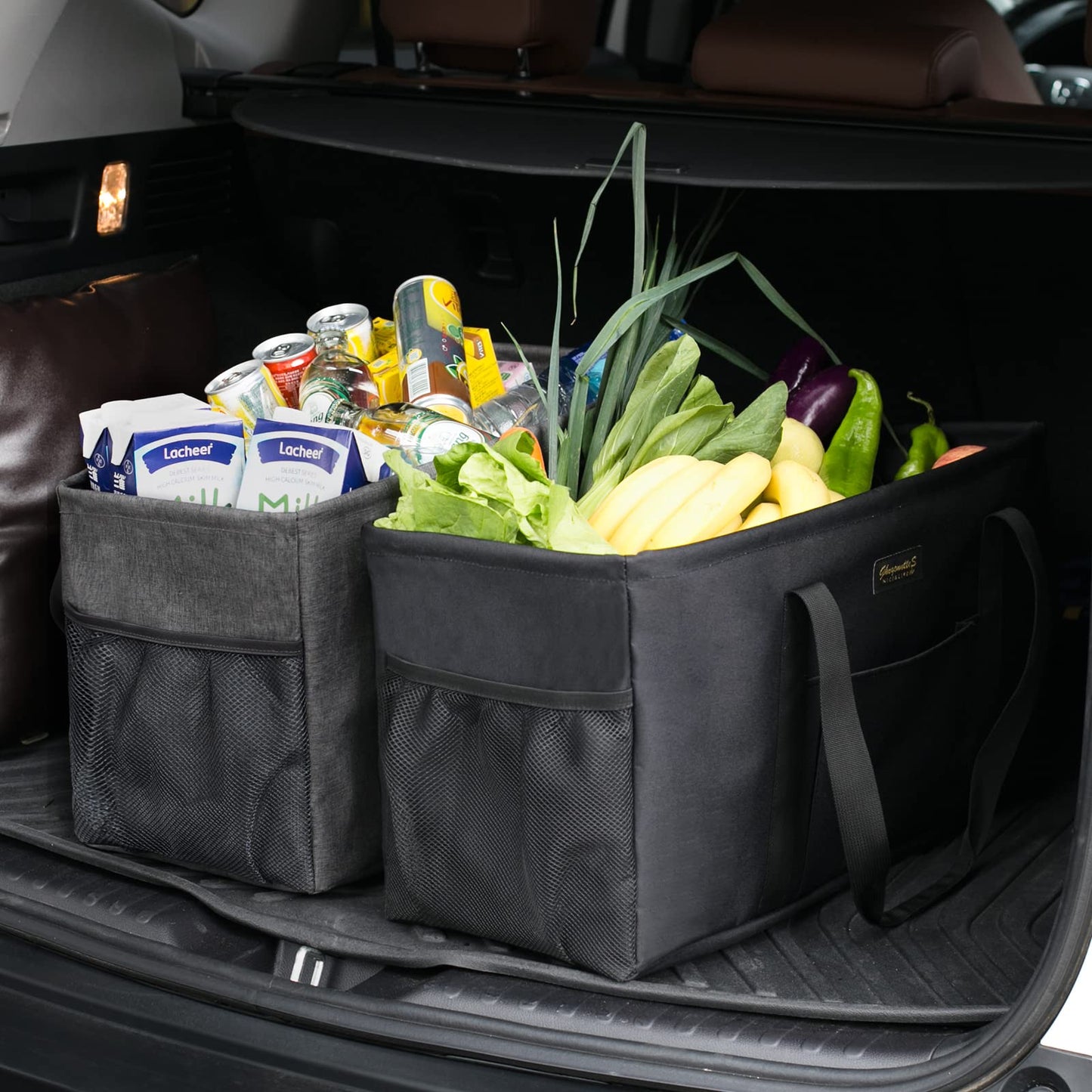 GhvyenntteS Extra Large Utility Tote Bag, Stand Up Utility Tote with Metal Wire Frame & Hard Bottom Board, Reusable Grocery Bags With Handles, Extra Large Beach Bag, Collapsible Car Tote