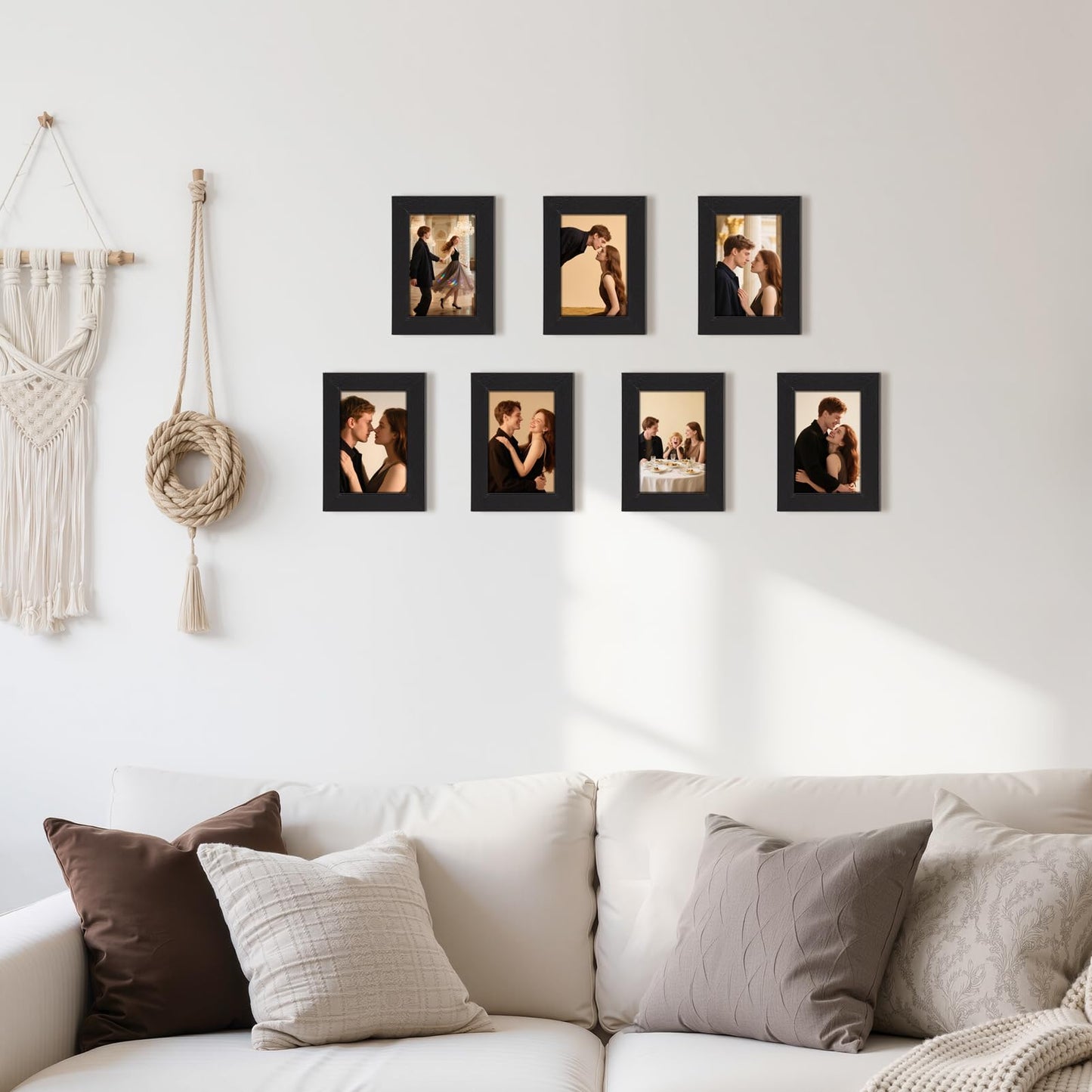 PETAFLOP Picture Frames 4 by 6 7 Pack, Black 4x6 Photo Frames Set for Wall Tabletop Horizontally or Vertically Display