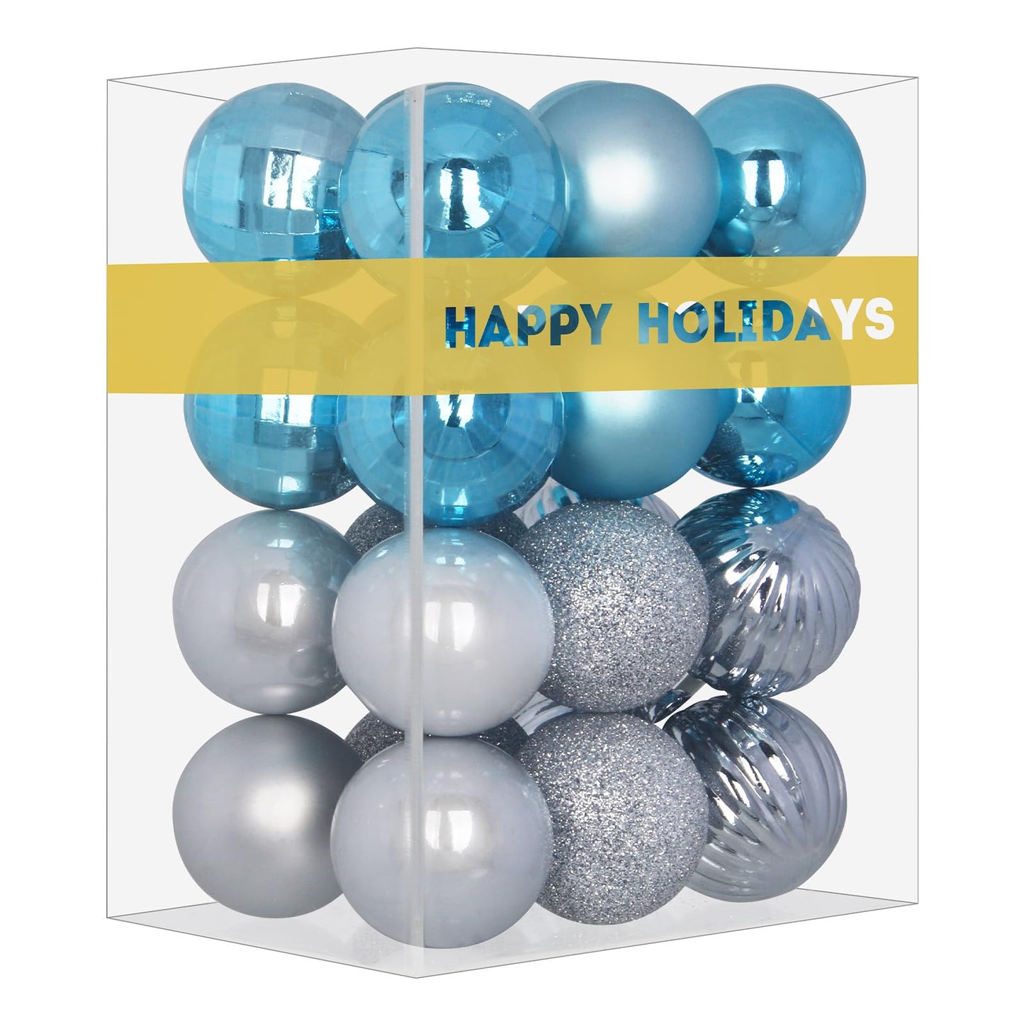 Baby Blue & Silver 3.2" Large Christmas Balls - Christmas Tree Decoration Ornaments Shatterproof Hanging Balls for Birthday Halloween Holiday Wedding Decorations Set of 24pcs