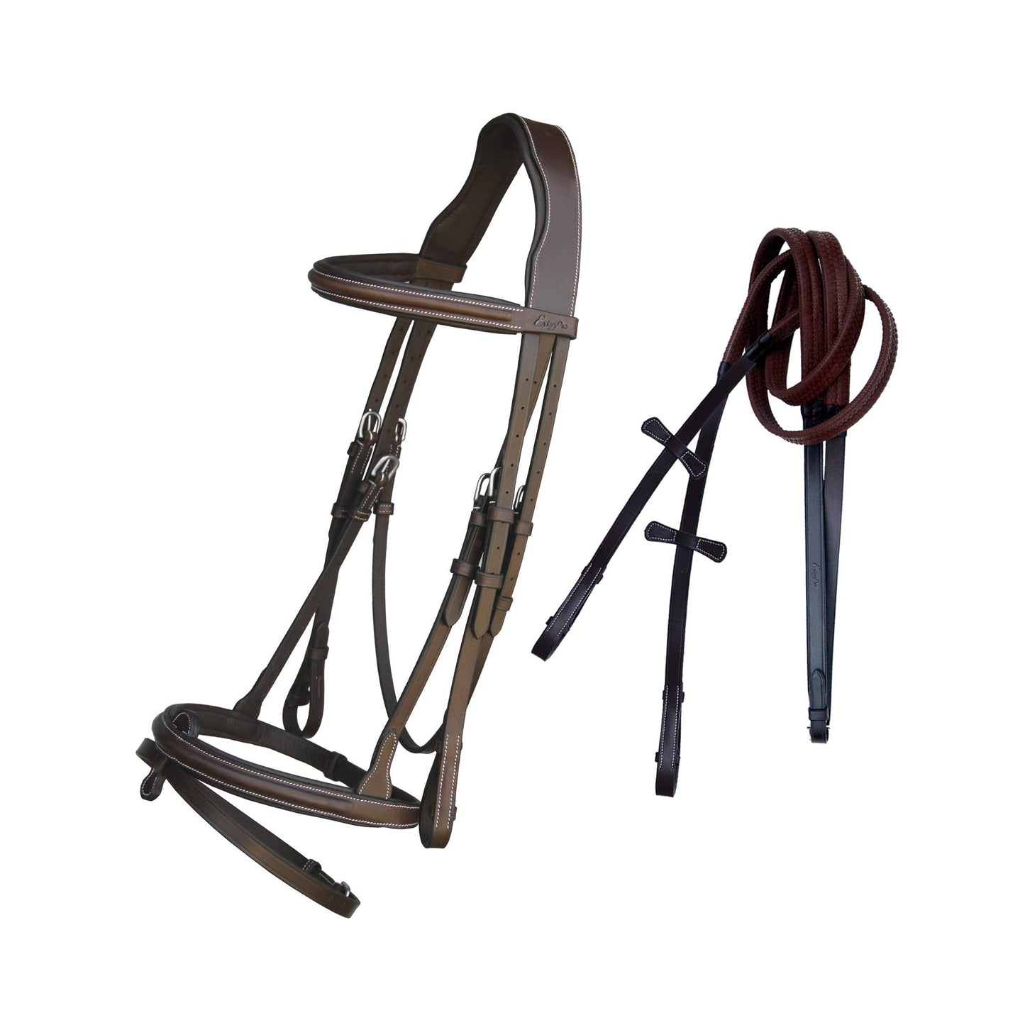 ExionPro English Hunter Jumping Bridle for Horses with Removable Flash Soft Yet Strong Rubber Reins | Royal Hunter Bridle | English Bridle for Horses (Havana, Cob)