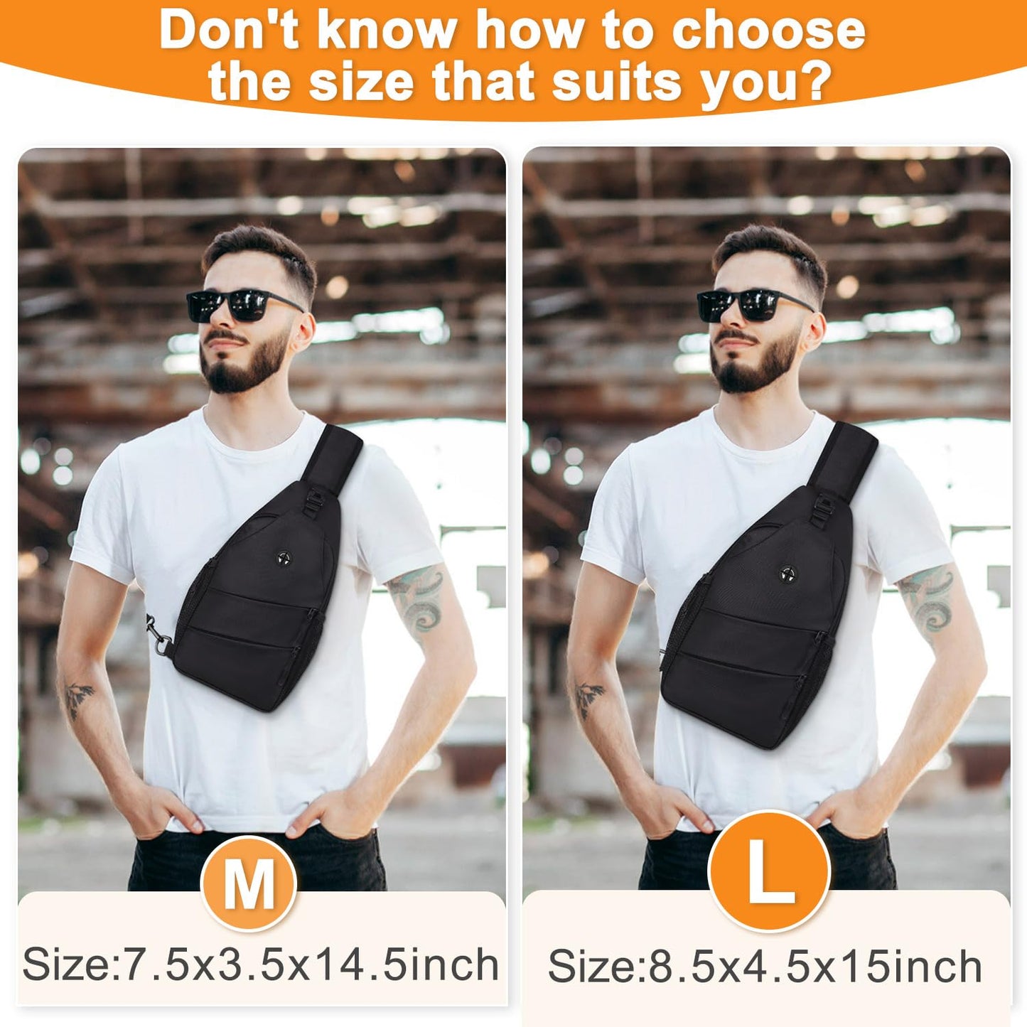 Pritent Crossbody Bags for Women Men Trendy Sling Bag Bakpack Casual Chest Bag with Convertible Shoulder Strap Travel Cross Body Bag for Hiking Traveling Outdoors(Black)