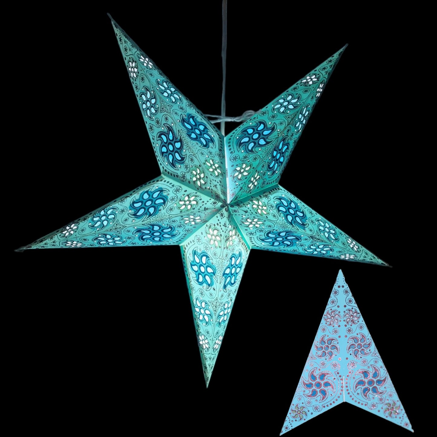 Yepsio Paper Star Lantern Lampshade, 24 inch, Hanging Decorations for Christmas, Wedding, Home, Party (Turquoise)