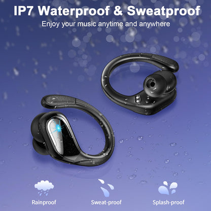 Ltinist Wireless Earbuds, 75hrs Bluetooth 5.4 Headphone Sport, 2025 Bluetooth Earbuds Deep Bass Over Ear Buds with Earhooks, ENC Noise Cancelling Earphone Mic, IPX8 Waterproof for Workout/Running/Gym