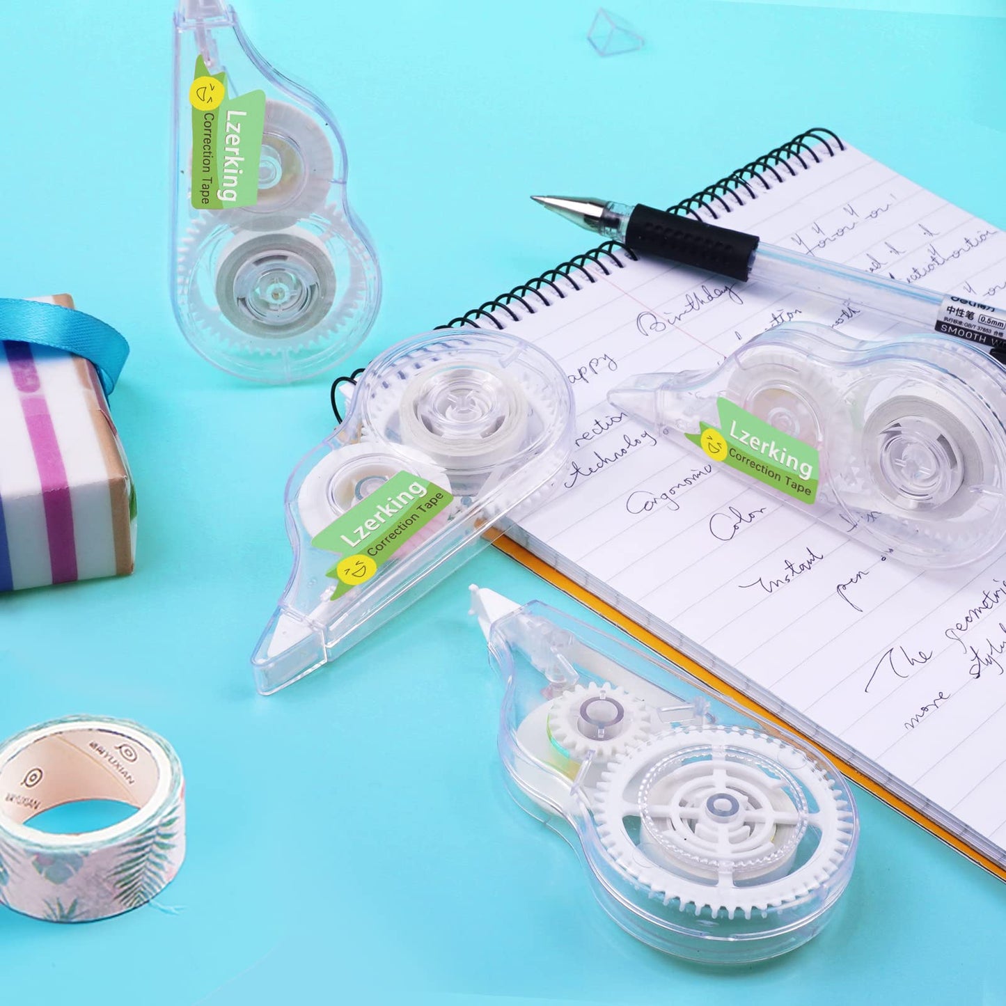 Lzerking Correct Correction Tape,White,32-Count,Transparent Dispenser Shows How Much Tape is Remaining