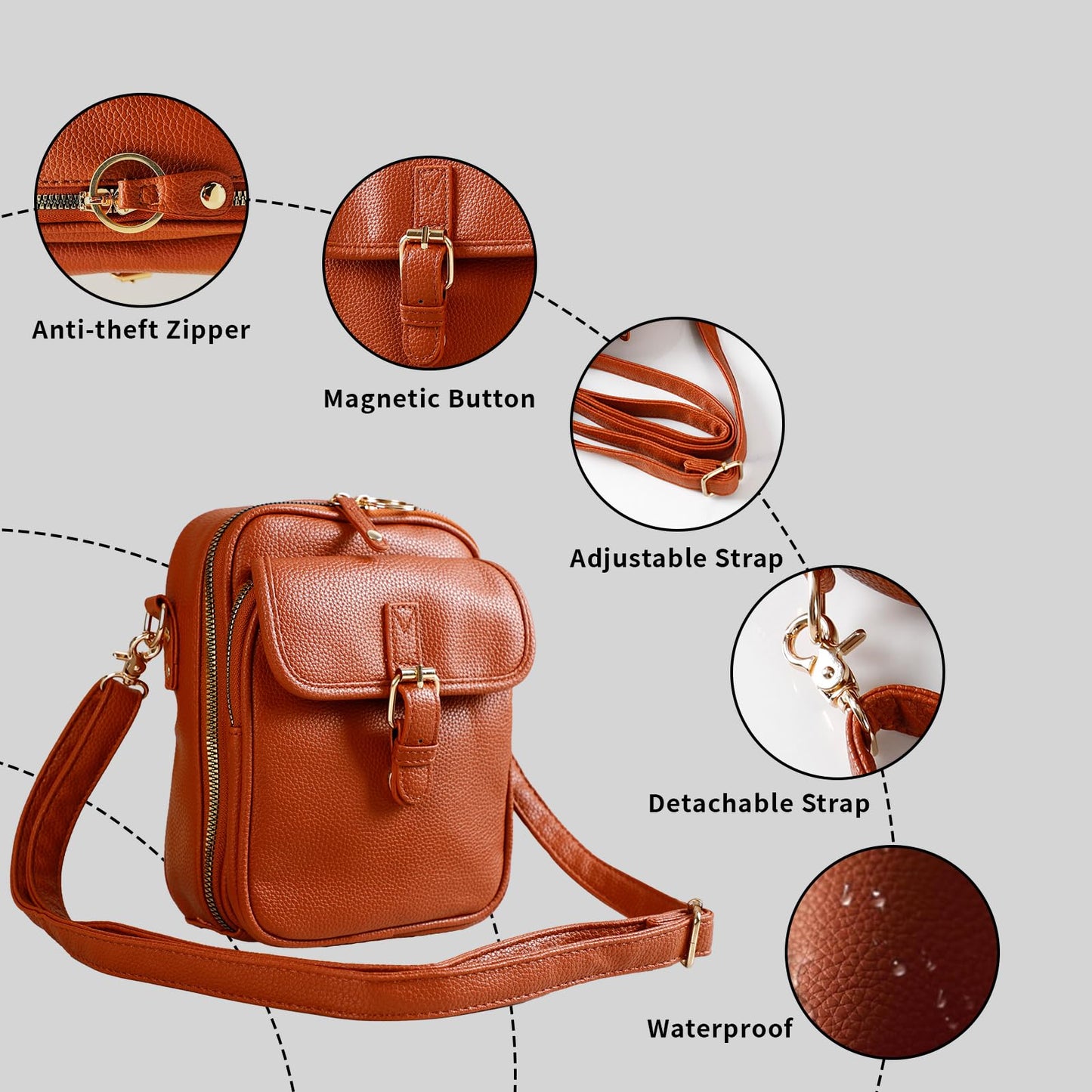 Leather Crossbody Bag for Women - 2025 Vintage Anti-Theft Messenger Bag with Double Layer Large Capacity, Built-in Purse Card Slots,Retro Faux Leather Shoulder Sling Bag for Travel (Brown, Large)